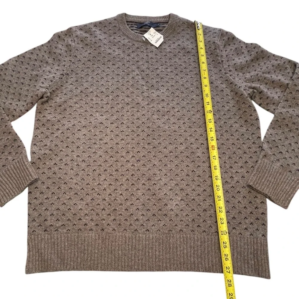 FLAWS  J. Crew Lambswool All Over Print Crewneck Sweater Mens Size XL Preppy New